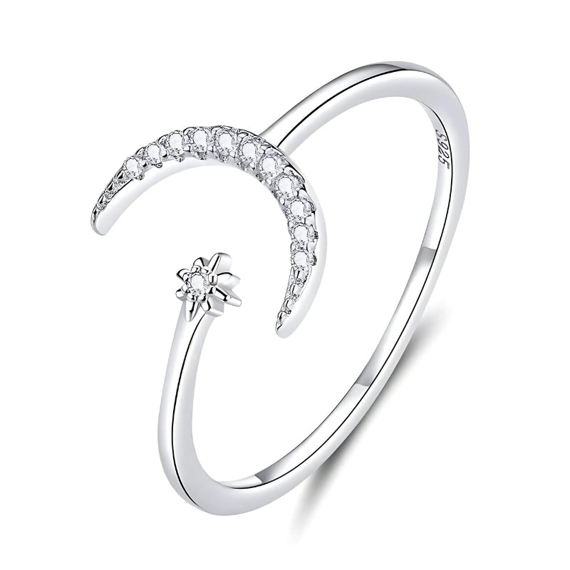 Moon & Star S925 - Adjustable Sterling Silver 925 Ring - Woman Jewelry - LUSSOTTILE - LUSSOTTILE™ Official Site