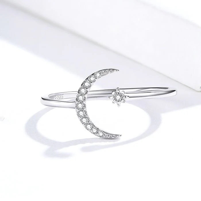 Moon & Star S925 - Adjustable Sterling Silver 925 Ring - Woman Jewelry - LUSSOTTILE - LUSSOTTILE™ Official Site