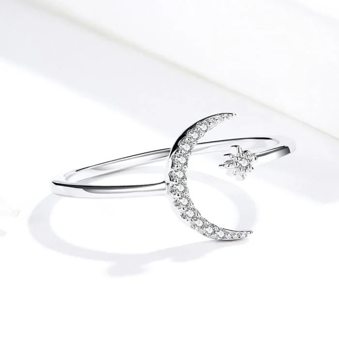 Moon & Star S925 - Adjustable Sterling Silver 925 Ring - Woman Jewelry - LUSSOTTILE - LUSSOTTILE™ Official Site