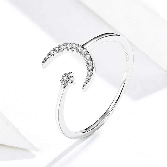 Moon & Star S925 - Adjustable Sterling Silver 925 Ring - Woman Jewelry - LUSSOTTILE - LUSSOTTILE™ Official Site
